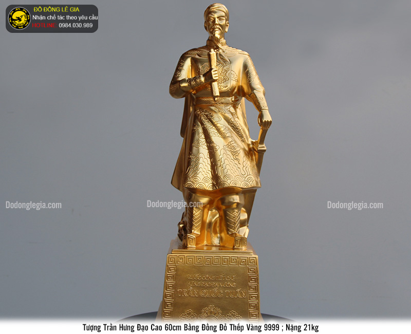 Tượng Trần Hưng Đạo bằng đồng thếp vàng 9999