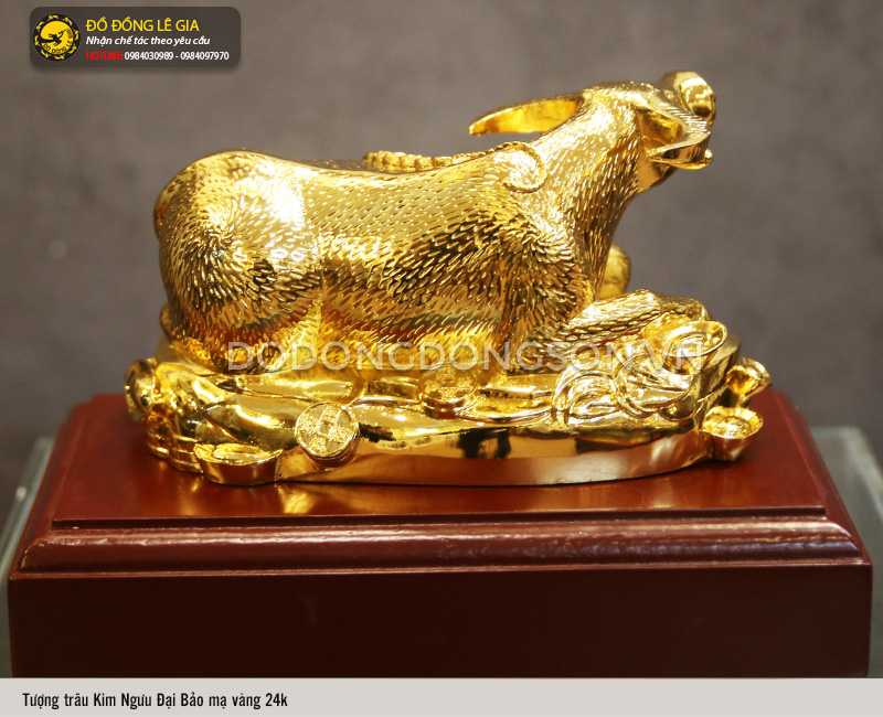 Tượng Trâu Kim Ngưu Đại Bảo mạ vàng 24k