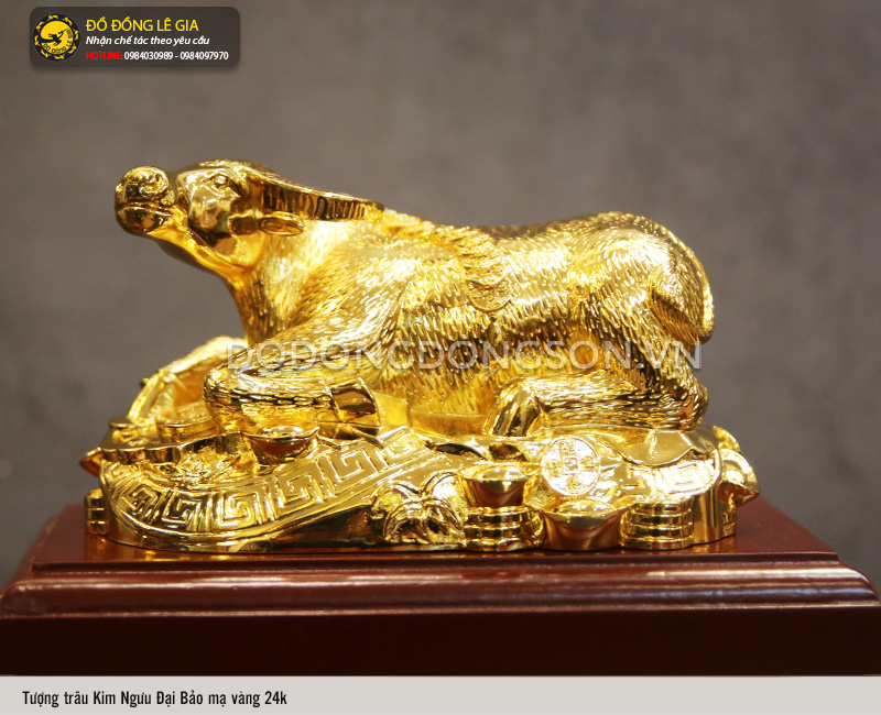 Tượng Trâu Kim Ngưu Đại Bảo mạ vàng 24k