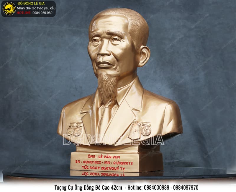 Tượng cụ ông đồng đỏ cao 42cm