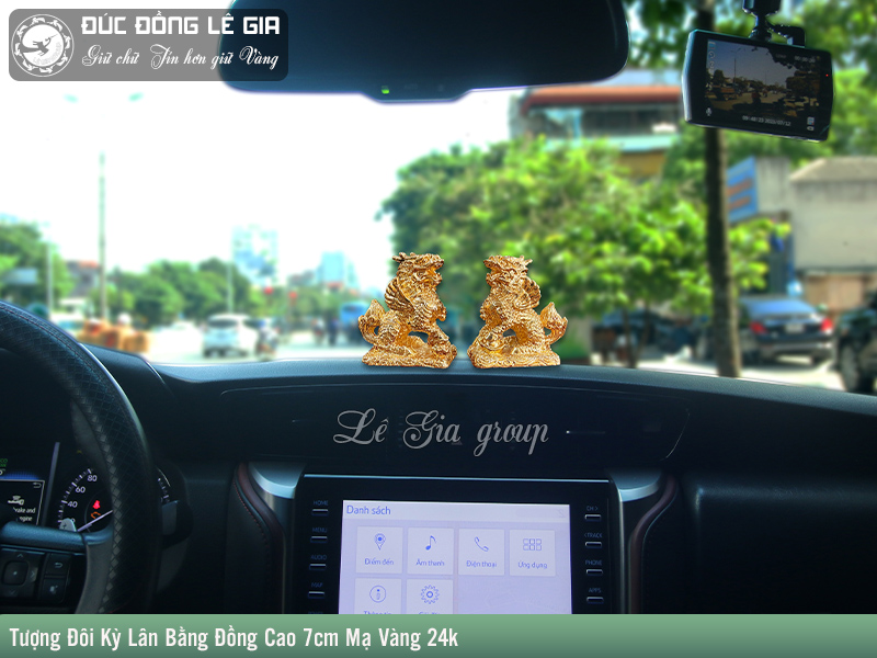 Đôi kỳ lân  bằng đồng cao 7cm  mạ vàng 24k