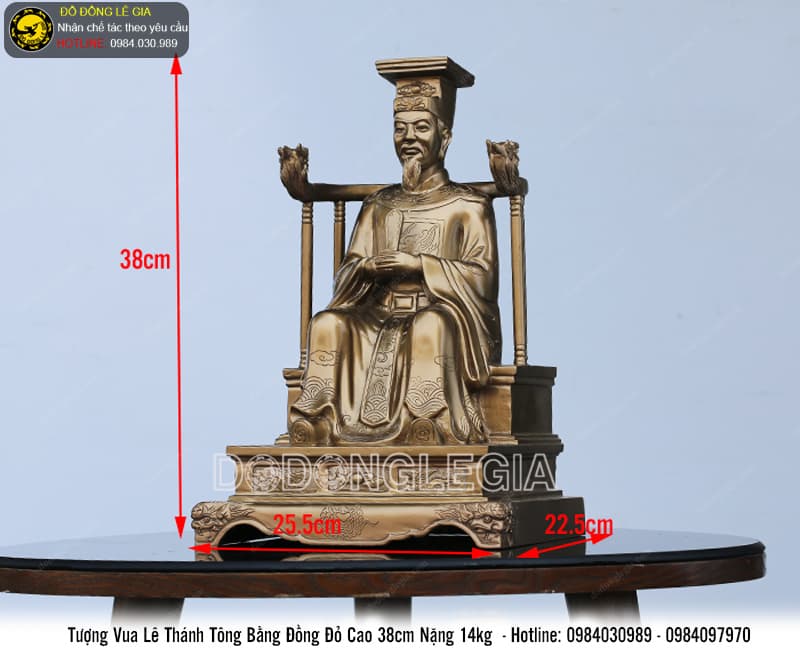 Tượng Vua Lê Thánh Tông bằng đồng đỏ cao 38cm nặng 14kg