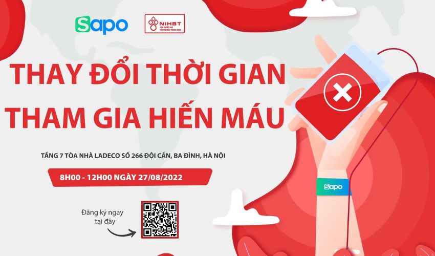 Thay đổi thời gian tham gia chương trình “Dân văn phòng hiến máu vì bệnh nhân Thalassemia” tại Hà Nội.