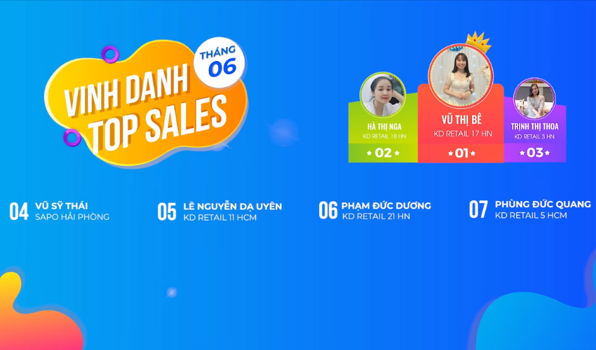 Vinh danh TOP SALES tháng 06.2023