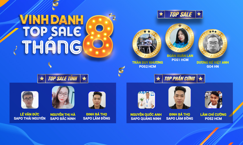 Vinh danh TOP SALE tháng 08/2020
