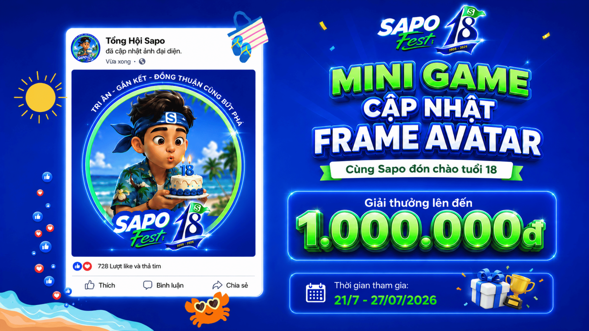 Minigame siêu hot: Thay Frame Avatar - Đồng thuận lan tỏa, mừng Sapo tuổi 18