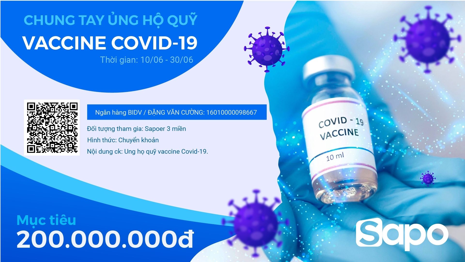 Kêu gọi Sapoer 3 miền: Chung tay ủng hộ quỹ Vaccine Covid-19