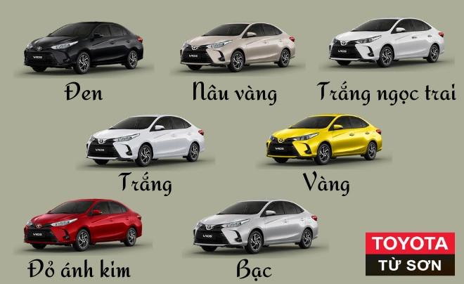 Tổng hợp các màu xe Toyota Vios 2022 