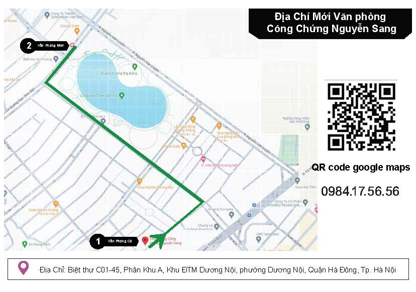 ĐỊA CHỈ MỚI CỦA VĂN PHÒNG CÔNG CHỨNG NGUYỄN SANG
