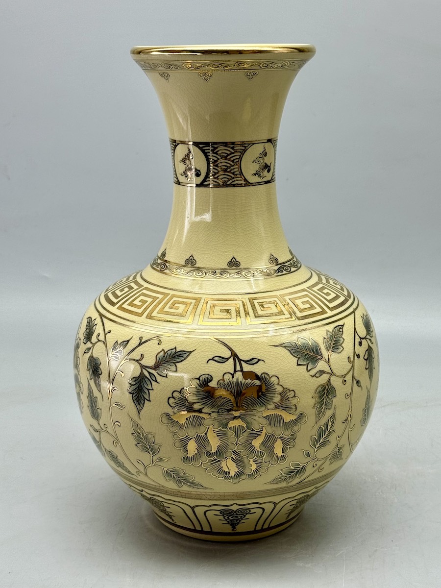 Bình Phú Quý H35 Gốm Chu Đậu Vẽ Vàng