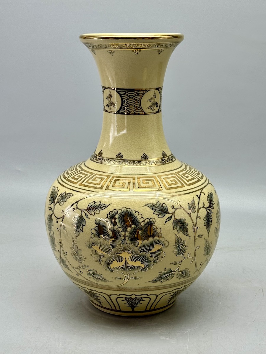 Bình Phú Quý H35 Gốm Chu Đậu Vẽ Vàng