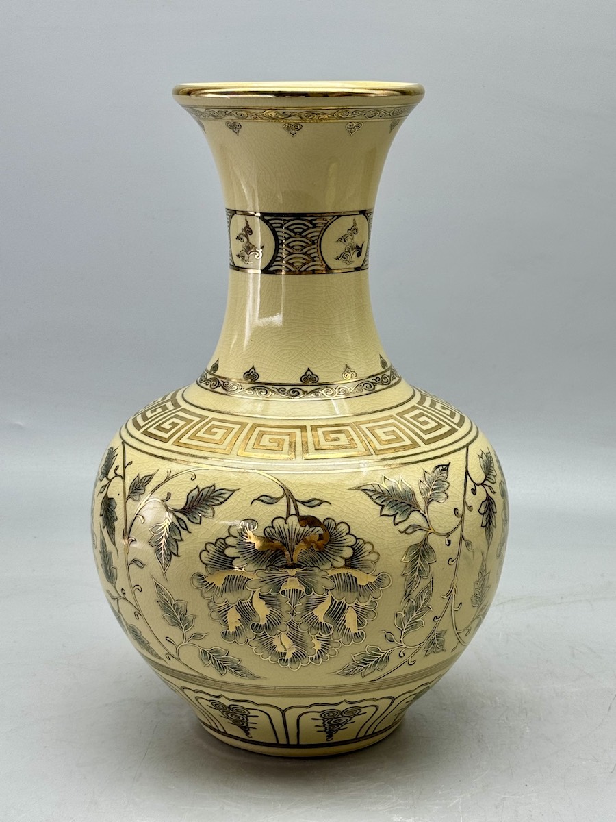 Bình Phú Quý H35 Gốm Chu Đậu Vẽ Vàng