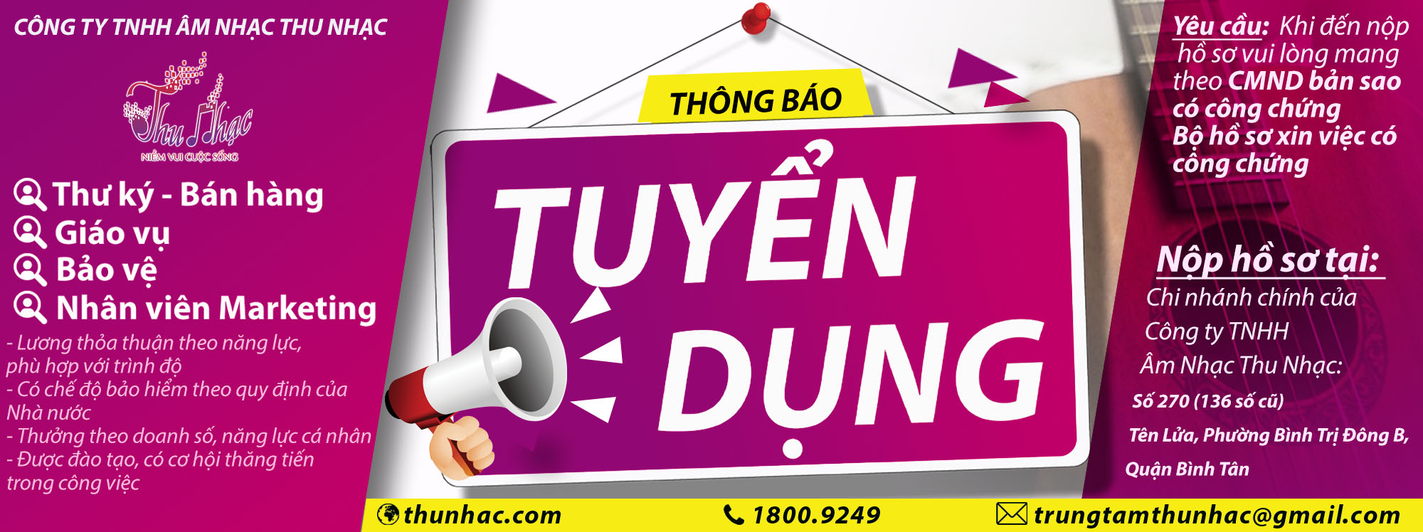 TUYỂN DỤNG NHÂN VIÊN BÁN HÀNG LƯƠNG CAO TẠI TPHCM | THU NHẠC