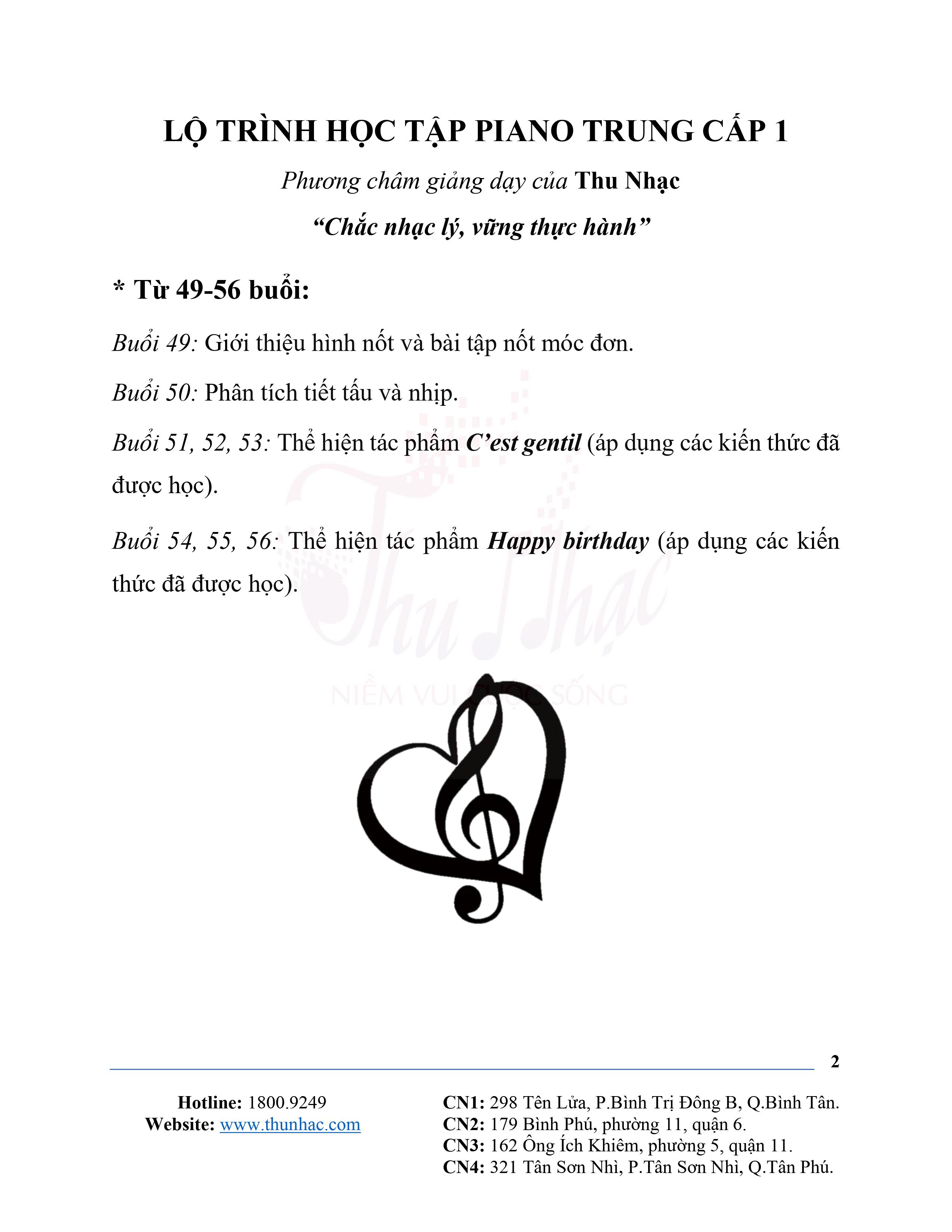 Lộ trình Piano trung cấp 1 