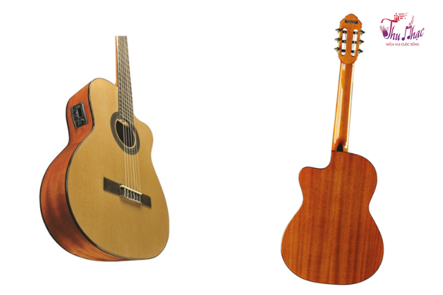 Mặt hông và lưng đàn guitar classic EKO Vibra 150 CW
