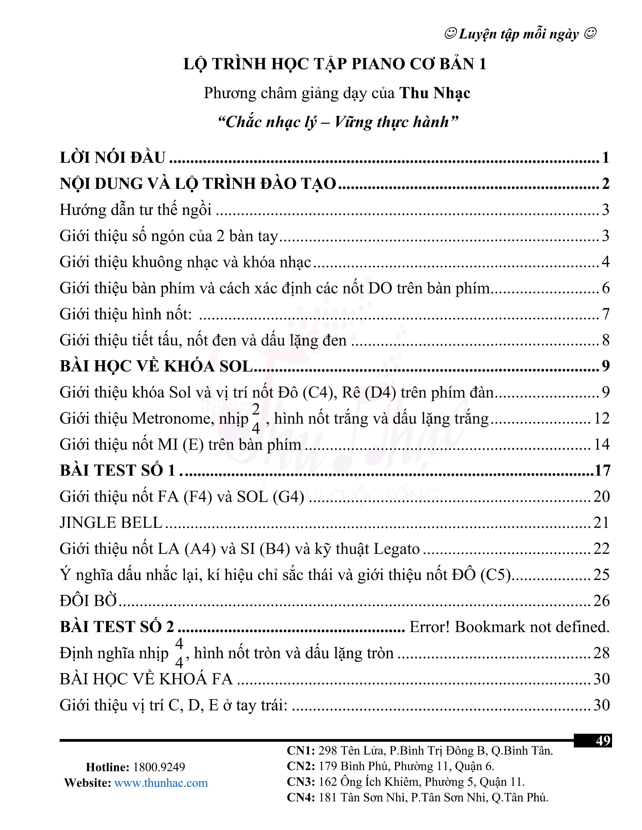 Lộ trình học đàn piano cơ bản tại Tân Sơn Nhì