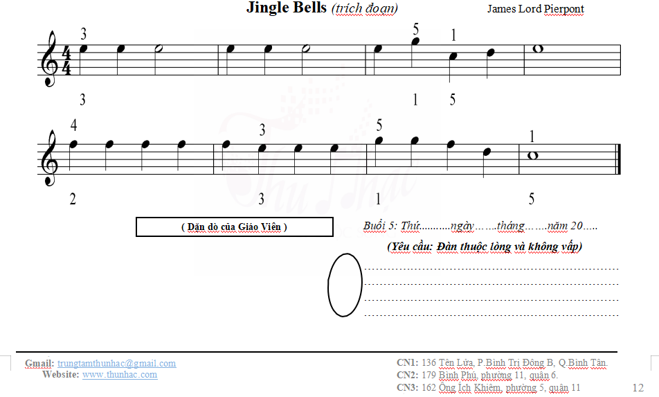 Học chơi piano bài Jingle Bell