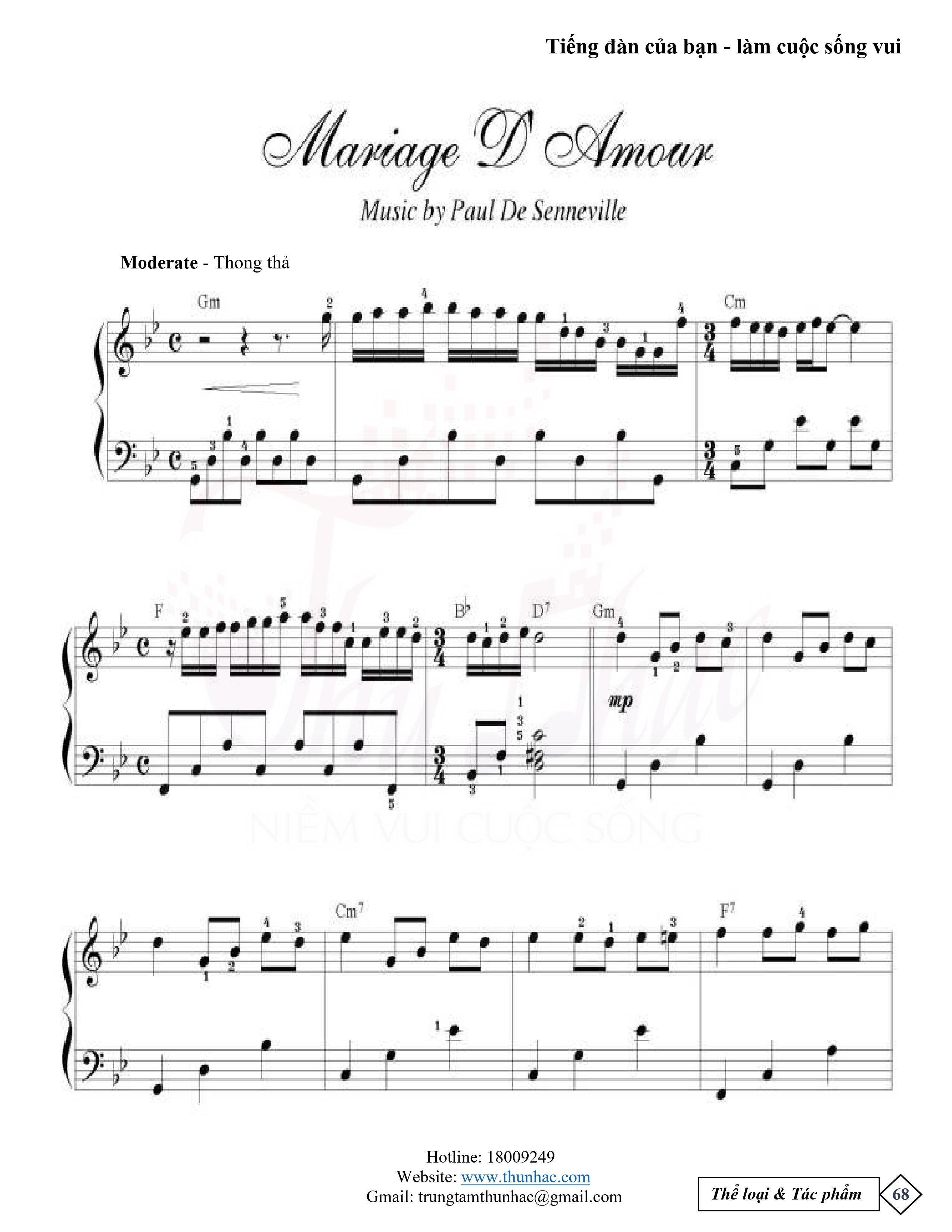 Sheet piano Mariage D Amour