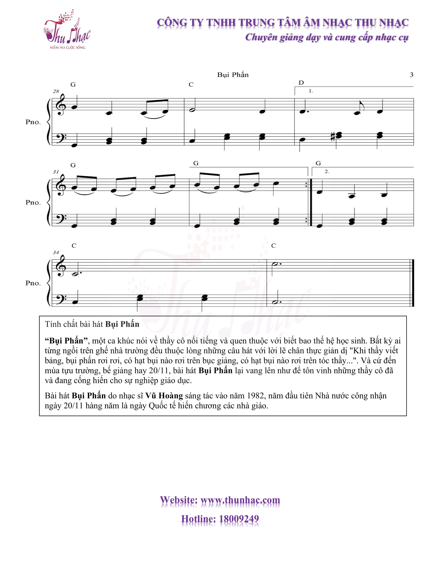 Sheet, nốt nhạc piano Bụi Phấn có lời và hợp âm đầy đủ | THU NHẠC Sheet, Nốt Nhạc Piano Bụi Phấn Có Lời Và Hợp Âm Đầy Đủ | Thu Nhạc