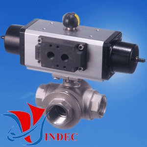 3 Way Stainless Steel Ball Valve Pneumatic Actuated Spring Return