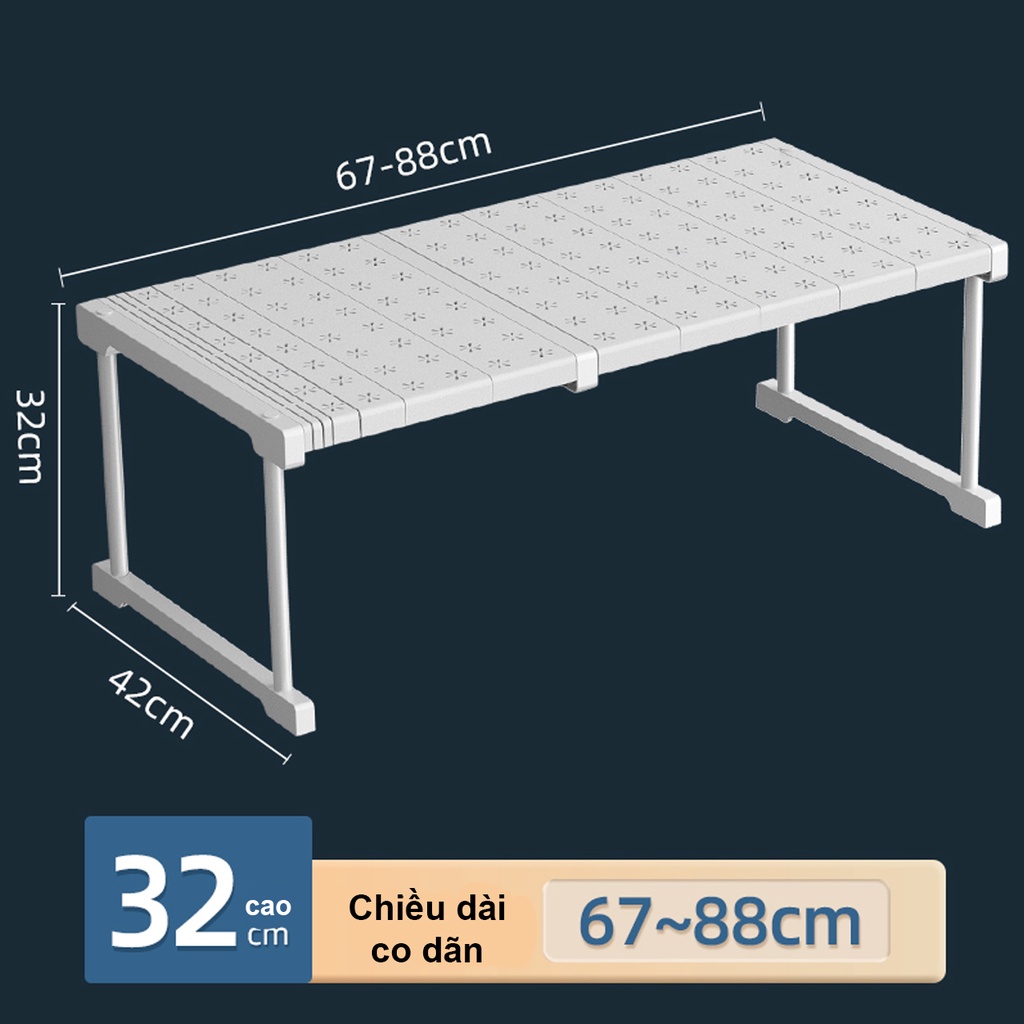 Kệ chia ngăn tủ quần áo, Kệ gầm bếp co giãn chia ngăn tủ để đồ dùng xoong nồi quần áo đa năng, gia dụng thông minh tiện ích