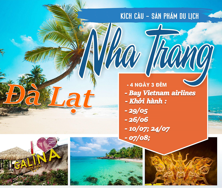 Hà Nội - Nha Trang - Đà Lạt - Hà Nội bay VNA, (tuor ghép) tháng 5 , hành trình 4 ngày - 3 đêm
