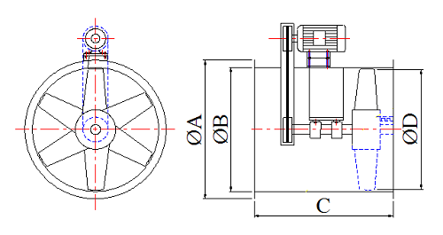 bản vẽ quạt tròn gián tiếp