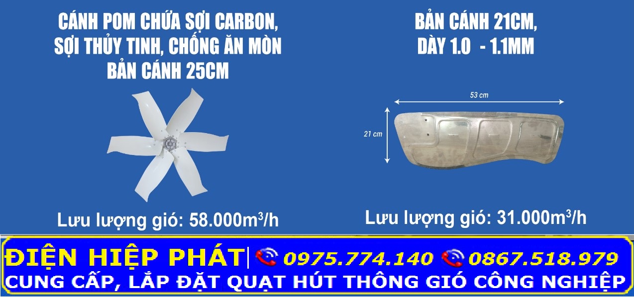 So sánh cánh quạt hút công nghiệp vuông