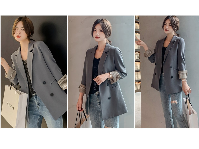 ẢNH THẬT ÁO VEST NỮ ÁO BLAZER NỮ MÀU BE KHUY CÀI THỜI TRANG NỮ  PHUONGMART ÁO BLAZER DÁNG NGẮN ÁO VEST NỮ CÔNG SỞ ÁO VEST NỮ HÀN QUỐC  FORM