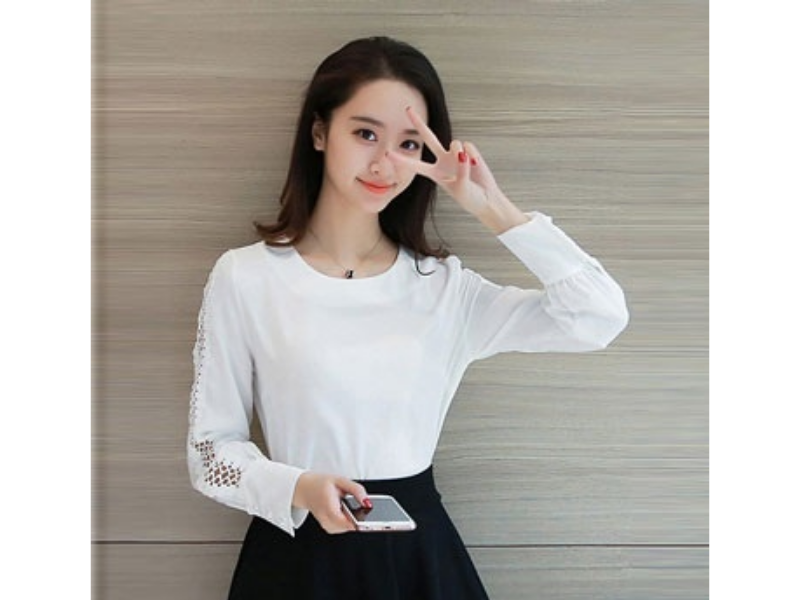 Áo Sơ Mi Công Sở Cổ Tròn Tay Dài Phối Ren N604 AKARA  khuyến mãi giá rẻ  chỉ 175000 đ  Giảm giá mỗi ngày