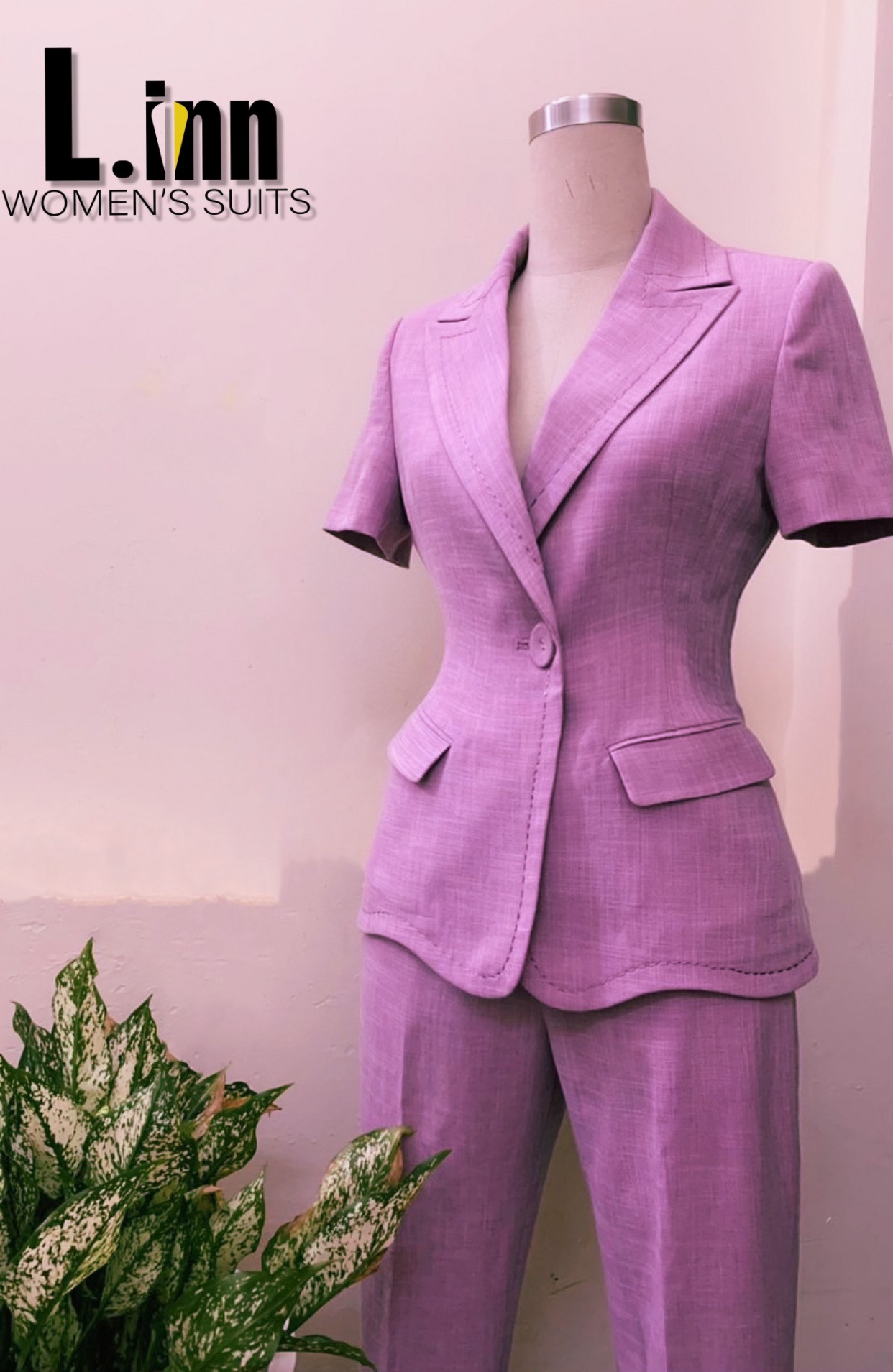Áo vest tím than kẻ caro nổi
