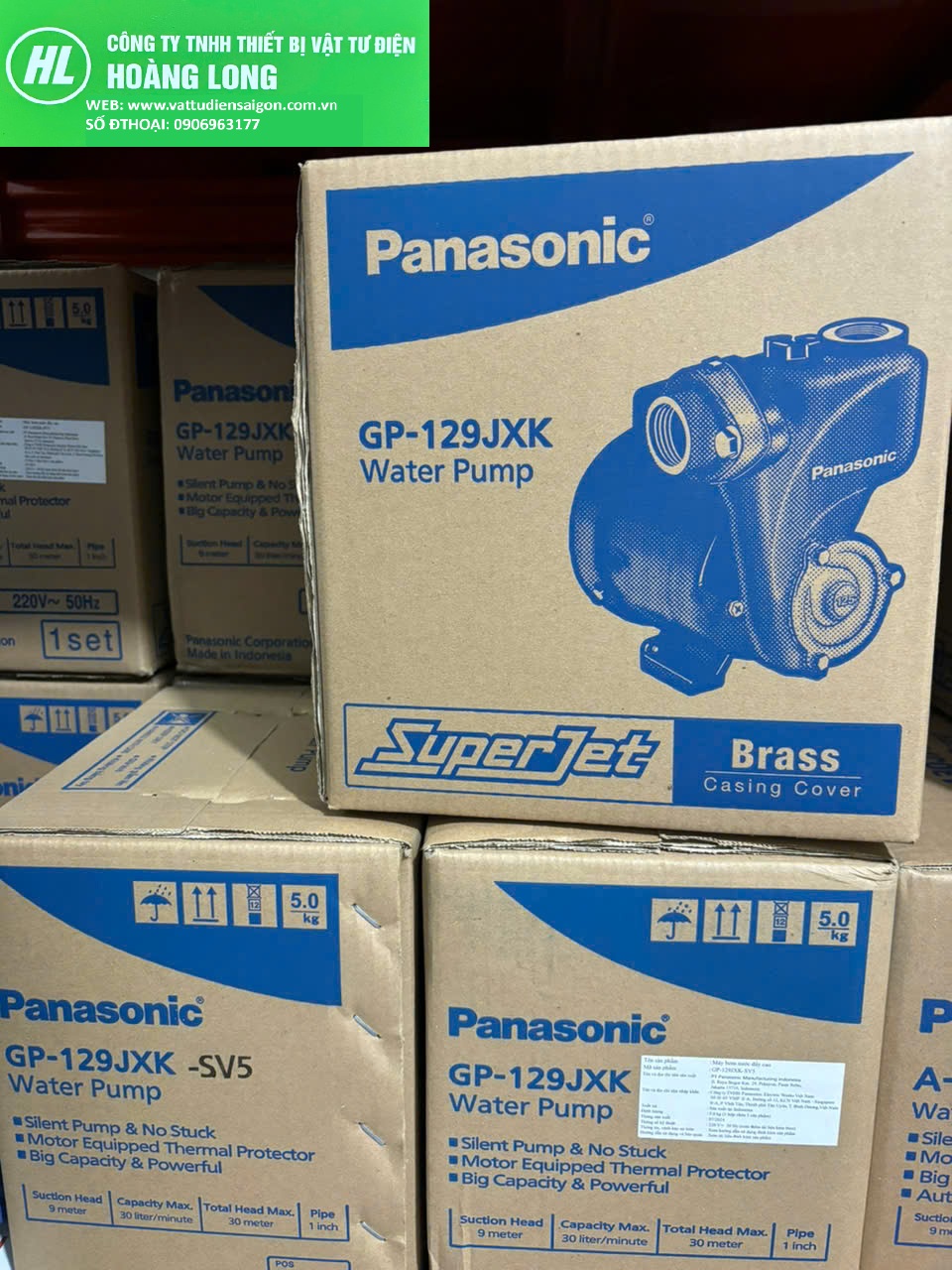 Panasonic - Bơm đẩy cao 125w GP-129JXK Chính hãng động cơ đồng mới 100% nguyên vỏ hộp.