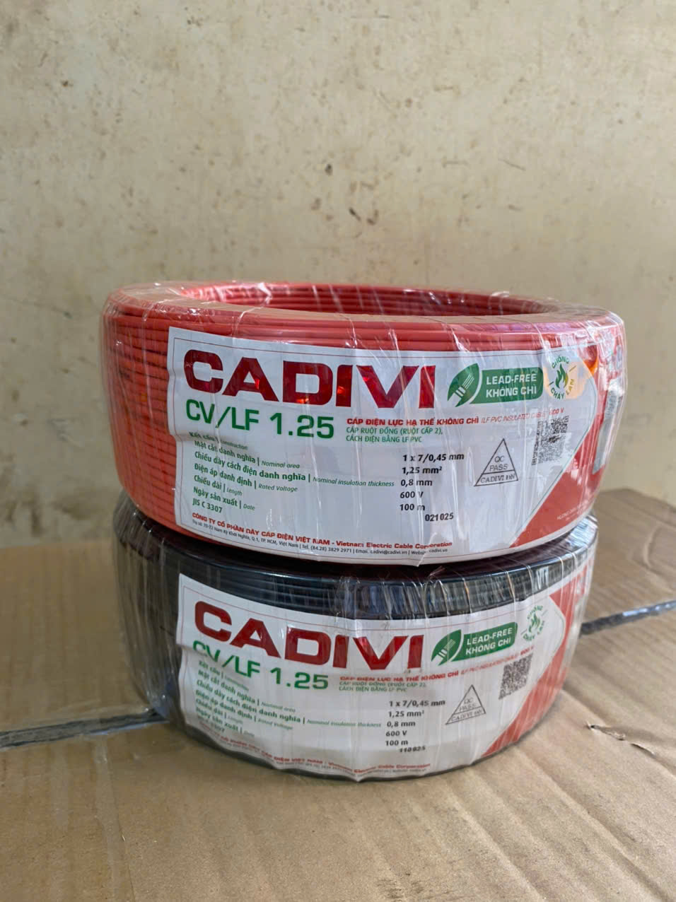 DÂY ĐIỆN CADIVI 1.25 ĐƠN LÕI 7 SỢI CV1.25 (CUỘN 100 MÉT)