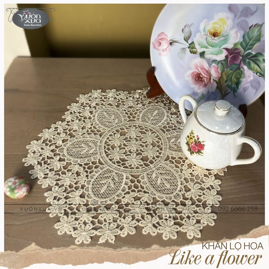 COMBO SALE (3 LÓT LỌ HOA) khăn lọ hoa Vườn Xưa, LAF-T2