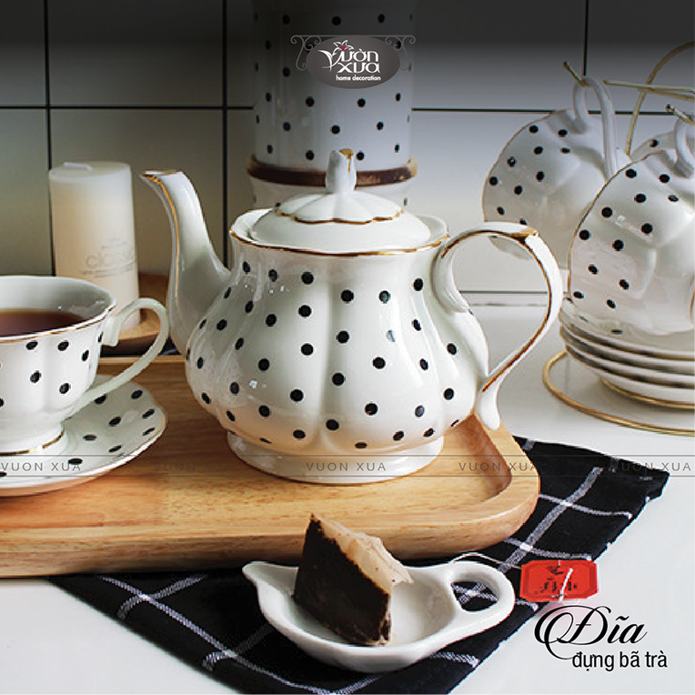 Đĩa đựng bã trà (bánh) phong cách vintage VƯỜN XƯA, đĩa trang trí tiệc trà