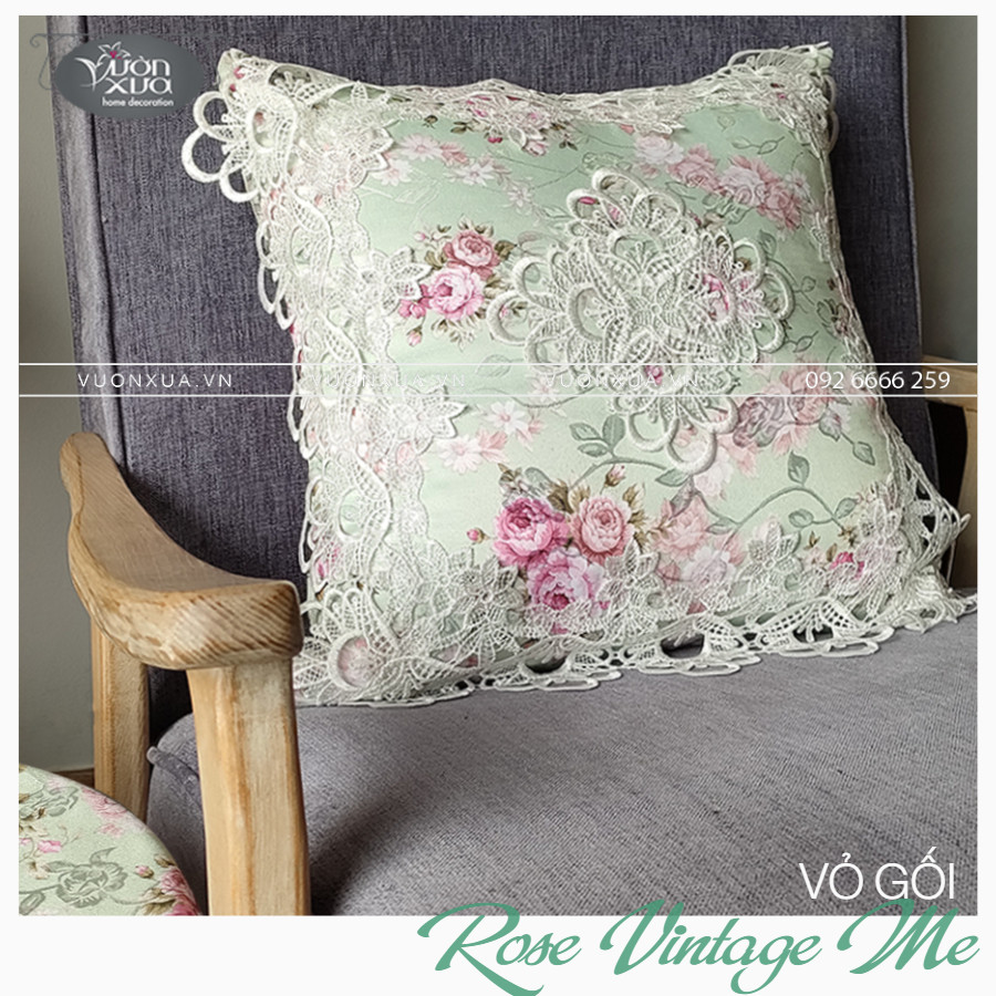 Khăn trải bàn chữ nhật VƯỜN XƯA Hoa Hồng Vintage đẹp thanh lịch KBRVM