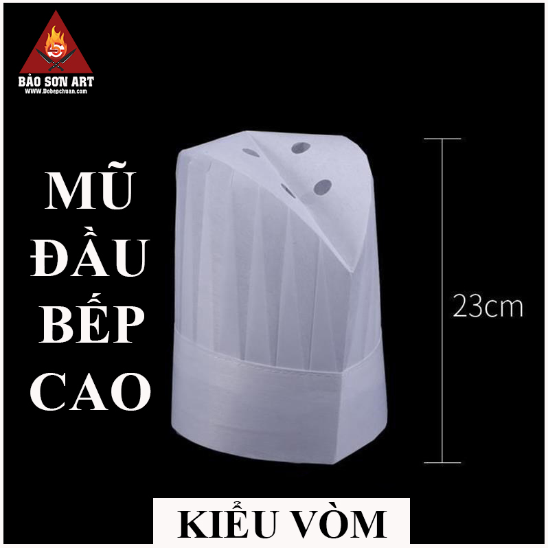MŨ ĐẦU BẾP CAO VẢI KHÔNG DỆT CAO 23CM - HIGH CHEF HAT IN NON-WOVEN FABRIC