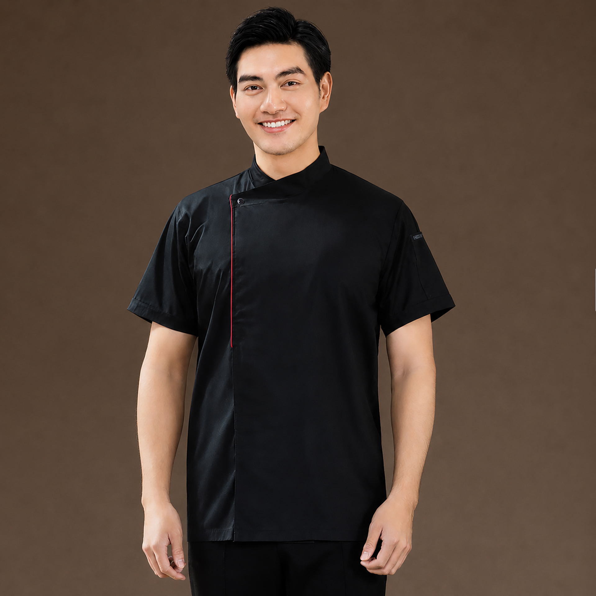 [AN4] Áo Bếp ngắn tay, cổ chéo phối viền cúc bấm - CHEF X Kitchen Uniform