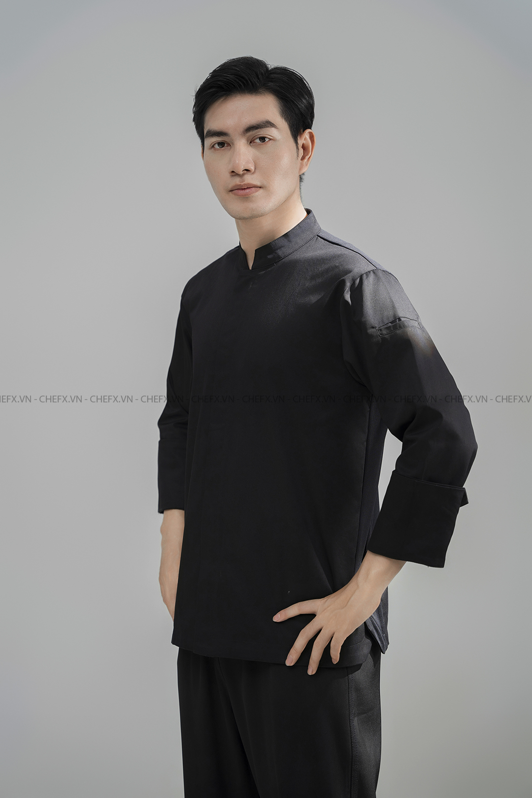 [CHEFX3 - A2] ÁO BẾP DÀI TAY CÚC BẤM CÓ PHỐI LƯỚI SAU LƯNG