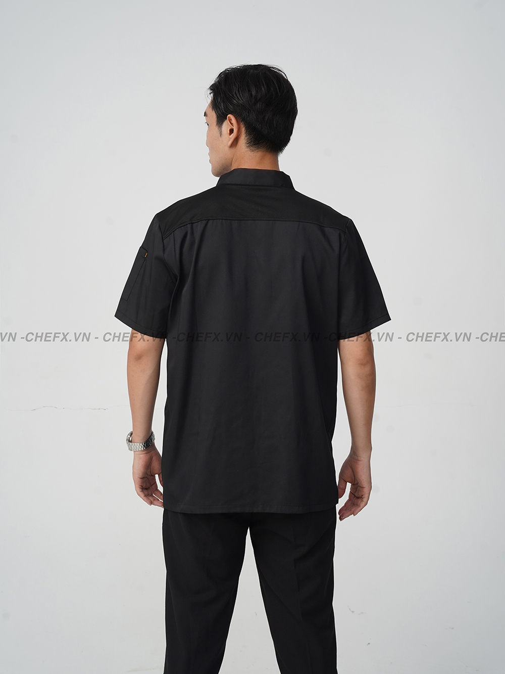 [CT09] ÁO BẾP NGẮN TAY MÀU ĐEN MÁT ĐẸP - SHORT SLEEVE BLACK CHEF JACKET