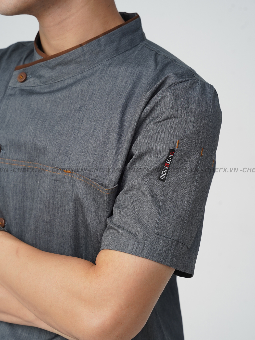 [AN3] Áo Bếp ngắn tay cúc cài, vải mềm mát, không xù lông - CHEF X Kitchen Uniform