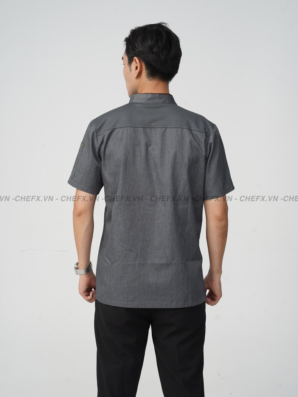 [AN3] Áo Bếp ngắn tay cúc cài, vải mềm mát, không xù lông - CHEF X Kitchen Uniform