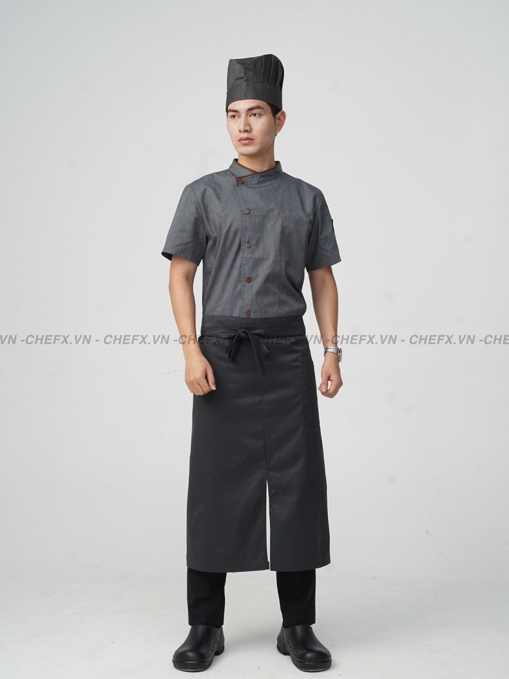 [AN3] Áo Bếp ngắn tay cúc cài, vải mềm mát, không xù lông - CHEF X Kitchen Uniform