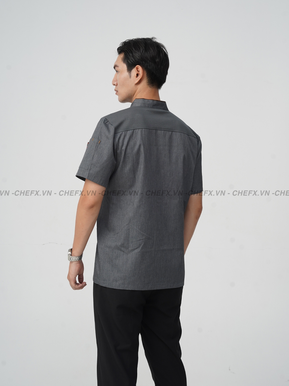 [AN3] Áo Bếp ngắn tay cúc cài, vải mềm mát, không xù lông - CHEF X Kitchen Uniform