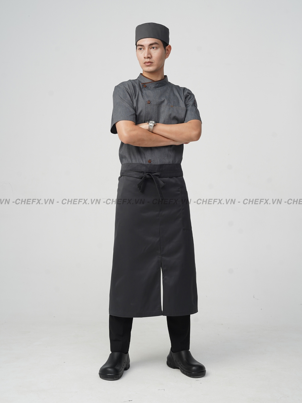 [AN3] Áo Bếp ngắn tay cúc cài, vải mềm mát, không xù lông - CHEF X Kitchen Uniform