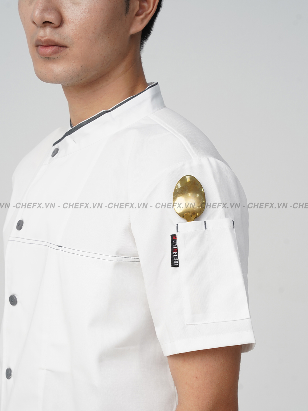 [CT09] ÁO BẾP NGẮN TAY MÀU TRẮNG MÁT ĐẸP - SHORT SLEEVE WHITE CHEF JACKET