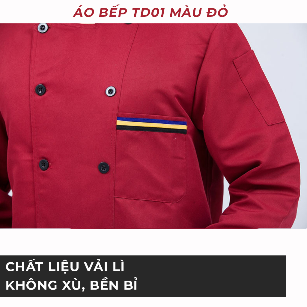 [TD01] ÁO BẾP DÀI TAY HAI HÀNG CÚC KIỂU DÁNG TRUYỀN THỐNG - TRADITIONAL DOUBLE-BREASTED LONG-SLEEVE CHEF JACKET.