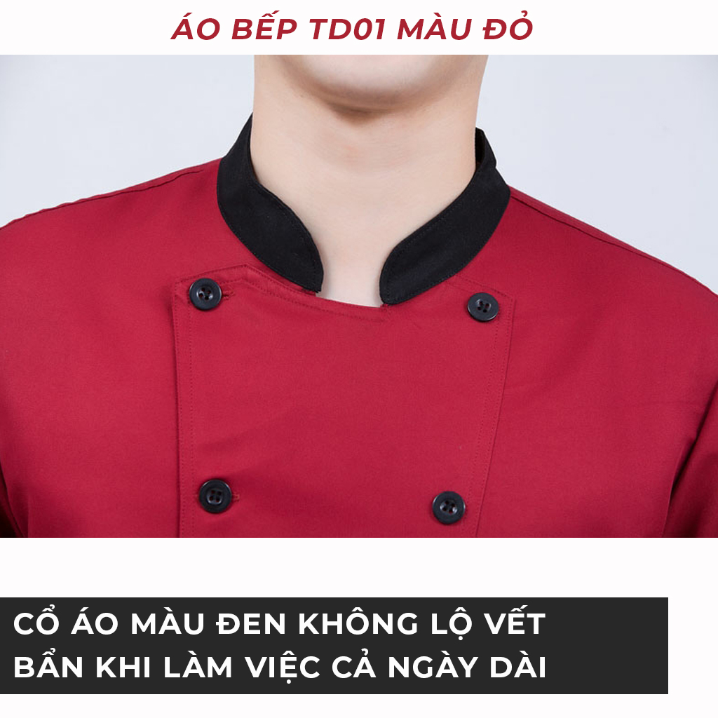 [TD01] ÁO BẾP DÀI TAY HAI HÀNG CÚC KIỂU DÁNG TRUYỀN THỐNG - TRADITIONAL DOUBLE-BREASTED LONG-SLEEVE CHEF JACKET.