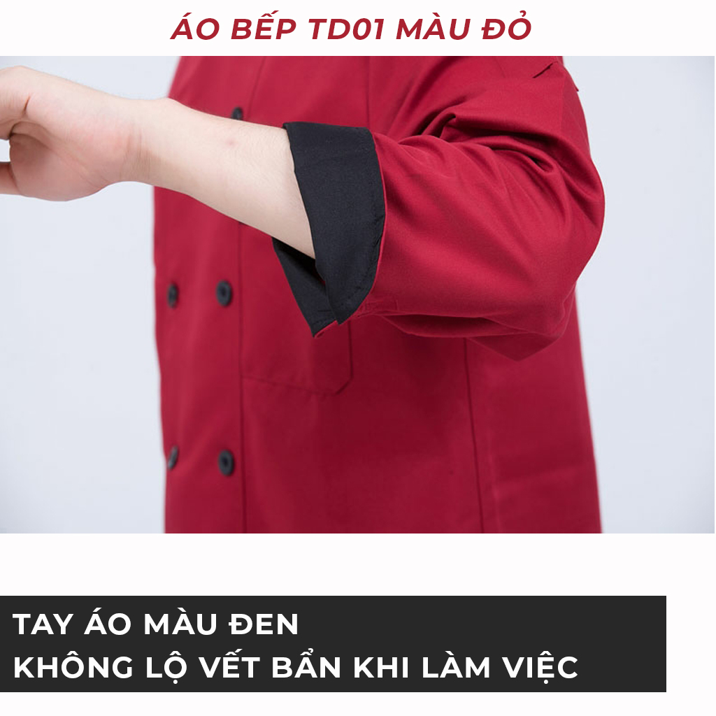 [TD01] ÁO BẾP DÀI TAY HAI HÀNG CÚC KIỂU DÁNG TRUYỀN THỐNG - TRADITIONAL DOUBLE-BREASTED LONG-SLEEVE CHEF JACKET.