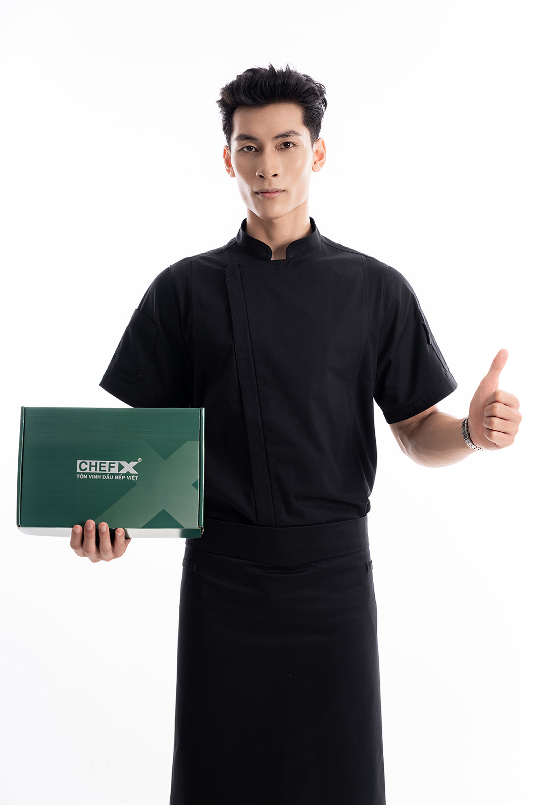 [CHEFX1] ÁO BẾP NGẮN TAY MÀU ĐEN CÓ PHỐI LƯỚI - CHEFX1 SHORT SLEEVE CHEF JACKET WITH MESH DETAIL